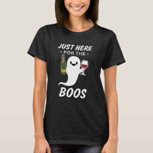 ちょうどここにブーイングのおもしろいなワインのハロウィンのワイシャ Tシャツ