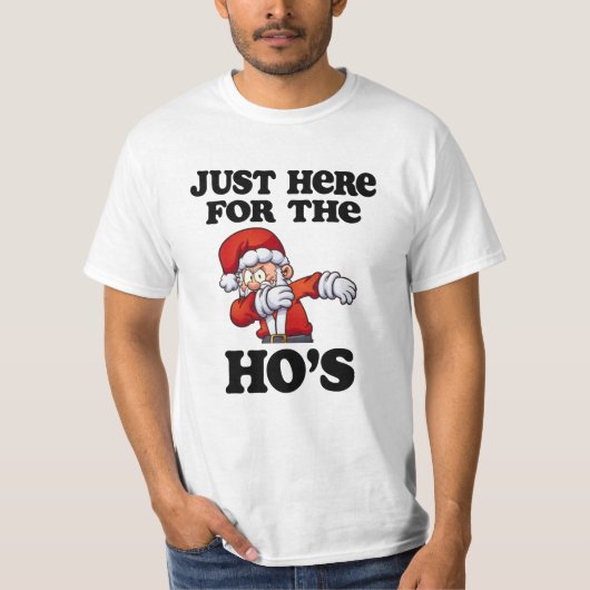 ちょうどここにHoサンタのおもしろいなクリスマスのティーのために Tシャツ (正面)