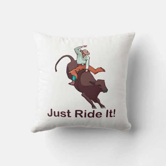 ちょうどそれにカウボーイおよびBull乗って下さい クッション (裏面)