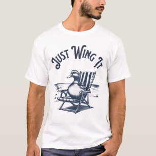 ちょうどそれを羽ばたき、ビーチ椅子の上で鴨 Tシャツ