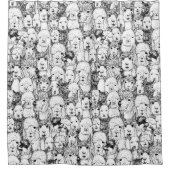 ちょうどアルパカの白黒 シャワーカーテン (正面)