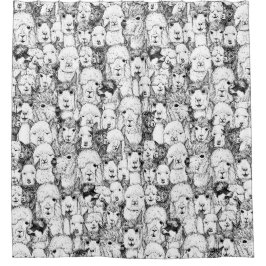 ちょうどアルパカの白黒 シャワーカーテン