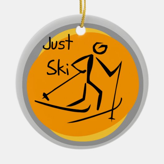 ちょうどスキーTシャツおよびギフト セラミックオーナメント (正面)
