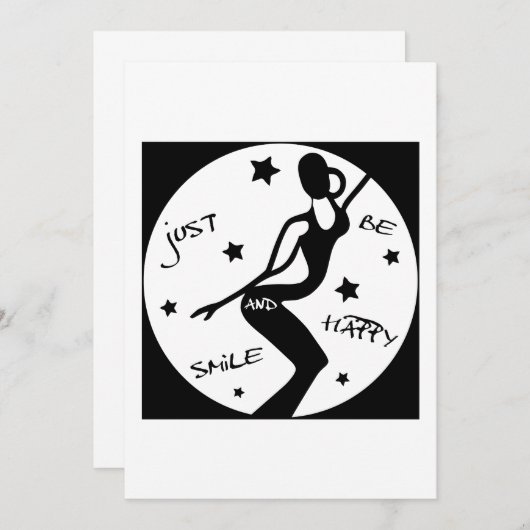 ちょうどスマイルと幸せになれおもしろいば、スティック女性 サンキューカード (正面/裏面)