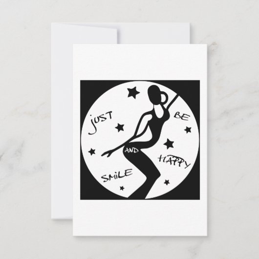 ちょうどスマイルと幸せになれおもしろいば、スティック女性 サンキューカード (正面)