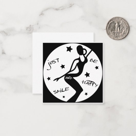 ちょうどスマイルと幸せになれおもしろいば、スティック女性 ノートカード (正面/裏面インサイチュ)