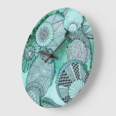 ちょうどティール（緑がかった色）のアクリルの柱時計 ラージ壁時計 (傾斜)