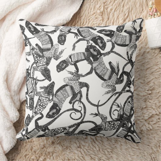 ちょうどトカゲの白黒 クッション (ブランケット)