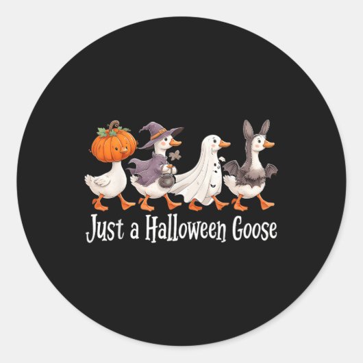 ちょうどハロウィンガチョウかわいい幽霊間抜けグースポ ラウンドシール (正面)