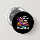 ちょうどハロウィーンのスケルトン不気味Vibe Suを待っている 缶バッジ (正面&裏面)