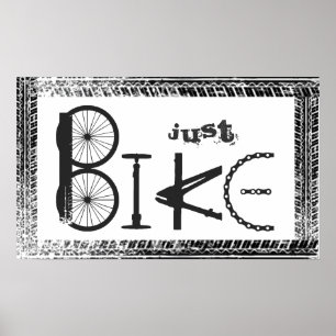 "ちょうどバイクの部品及びタイヤトラックからのバイク"の落書き ポスター