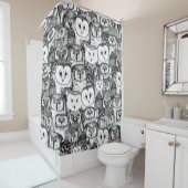 ちょうどフクロウの白黒 シャワーカーテン (インサイチュ)