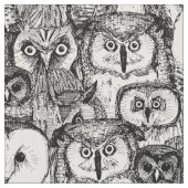 ちょうどフクロウの白黒 ファブリック (クローズアップ)