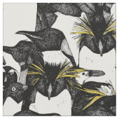 ちょうどペンギンの白黒の黄色 ファブリック (クローズアップ)