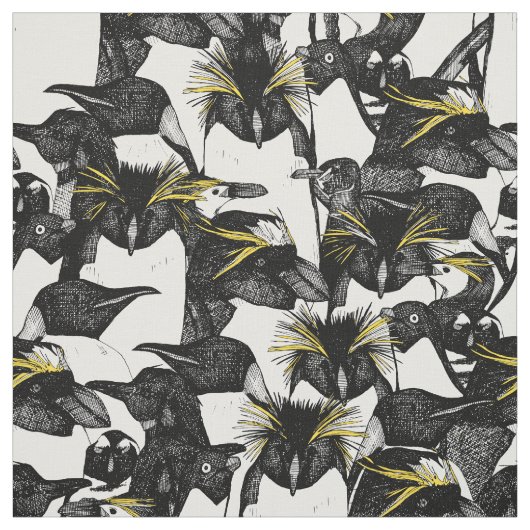 ちょうどペンギンの白黒の黄色 ファブリック (見本)