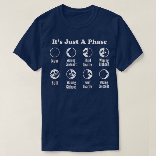 ちょうど位相の月相宇宙科学アストロノム Tシャツ (デザイン正面)
