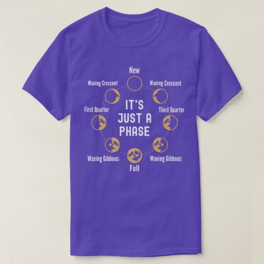 ちょうど位相の月相宇宙科学アストロノム Tシャツ (デザイン正面)