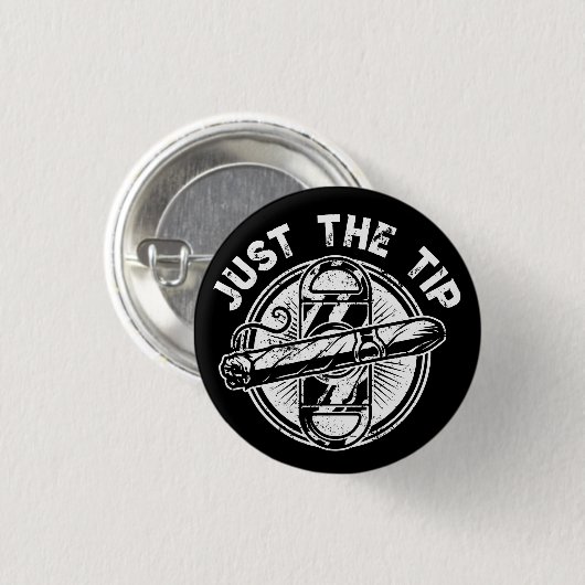 ちょうど先端シガースモーカーのギフトのシガーおもしろい喫煙 缶バッジ (正面&裏面)