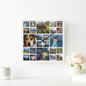 ちょうど写真のカスタム24の写真のコラージュを加えて下さい スクエア壁時計 (ホーム)