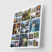 ちょうど写真のカスタム24の写真のコラージュを加えて下さい スクエア壁時計 (傾斜)