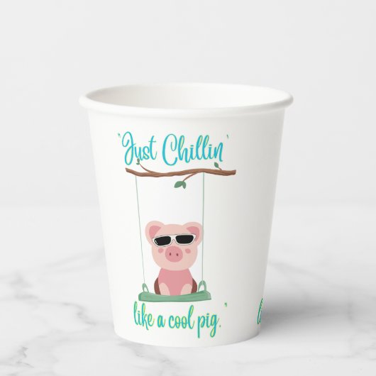 ちょうど冷却 – 豚の引用文 紙コップ (正面)