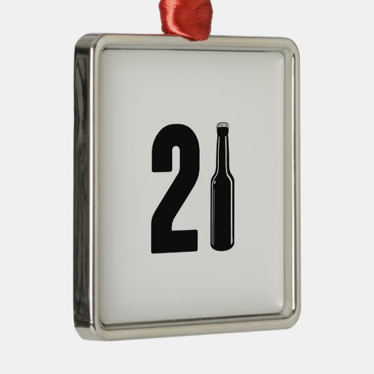 ちょうど回された21ビール瓶の第21誕生日 メタルオーナメント (右)