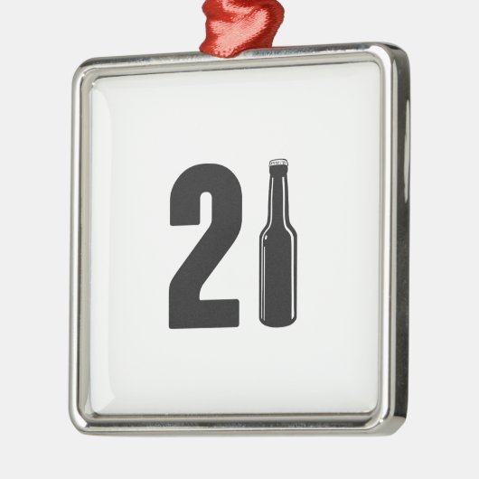 ちょうど回された21ビール瓶の第21誕生日 メタルオーナメント (左)