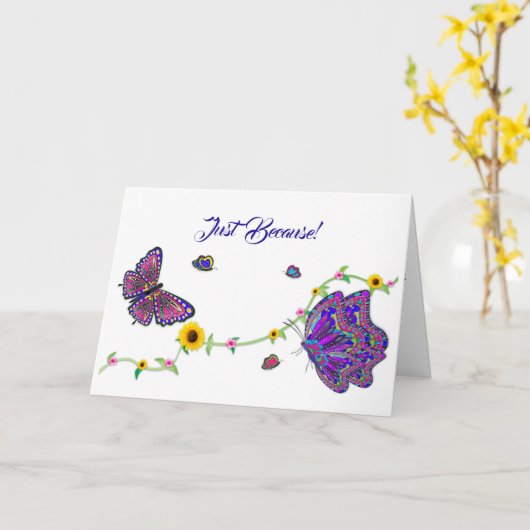 ちょうど大きな蝶と花のために カード (黄色い花)