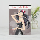 ちょうど女の子の休日のクリスマスのカクテルパーティー 招待状 (スタンド正面)