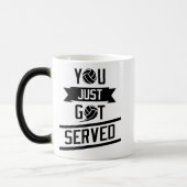 ちょうど役立たれて-おもしろいなバレーボールの引用文得ました モーフィングマグカップ (左)