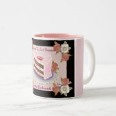 ちょうど後方にデザートによって綴られる~のマグは~Stressed ツートーンマグカップ (正面右)