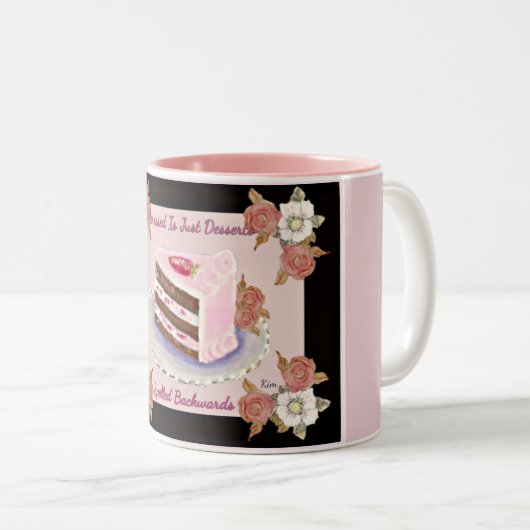 ちょうど後方にデザートによって綴られる~のマグは~Stressed ツートーンマグカップ (正面右)