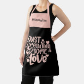 ちょうど愛の一部を広げる引用文ピンクブラック料理 エプロン (インサイチュ)