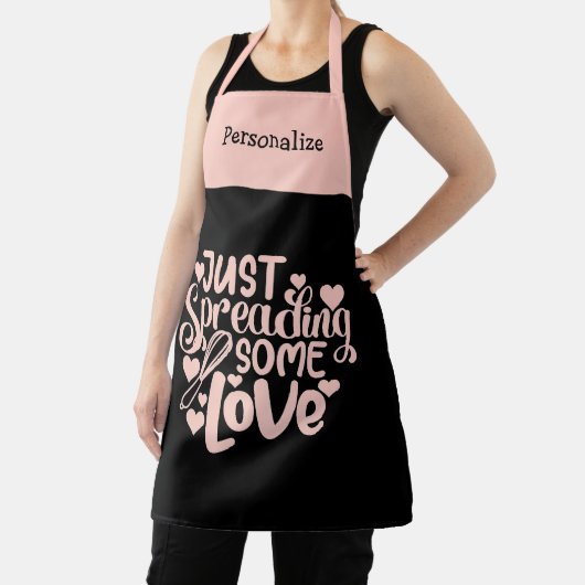 ちょうど愛の一部を広げる引用文ピンクブラック料理 エプロン (インサイチュ)