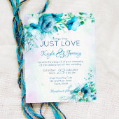 ちょうど愛の青いティール（緑がかった色）花の予算の結婚式の招待