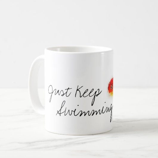 "ちょうど水泳"の金魚のコーヒー・マグ保って下さい コーヒーマグカップ (正面左)