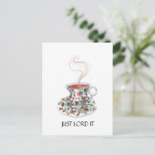 ちょうど神よ、紅茶スローガン、ヴィンテージ・ティーカップの薔薇よ ポストカード (スタンド正面)