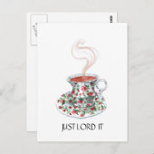 ちょうど神よ、紅茶スローガン、ヴィンテージ・ティーカップの薔薇よ ポストカード (正面/裏面)