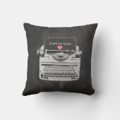 ちょうど私のタイプかおもしろいのかわいくクールなヴィンテージのタイプライターのギフト クッション (裏面)