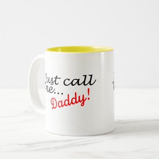 ちょうど私をお父さんと電話して下さい ツートーンマグカップ (正面左)