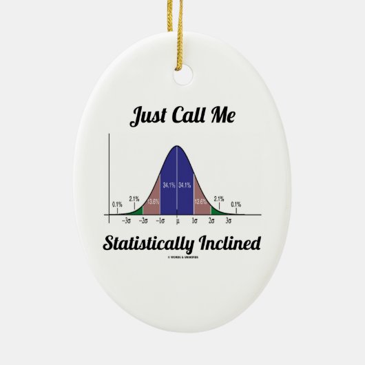 ちょうど私を統計的に傾斜させる電話して下さい(鐘のカーブ) セラミックオーナメント (裏面)