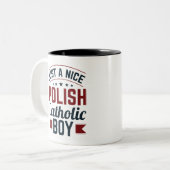 ちょうど素敵なポーランドのカトリック教徒の少年 ツートーンマグカップ (正面左)