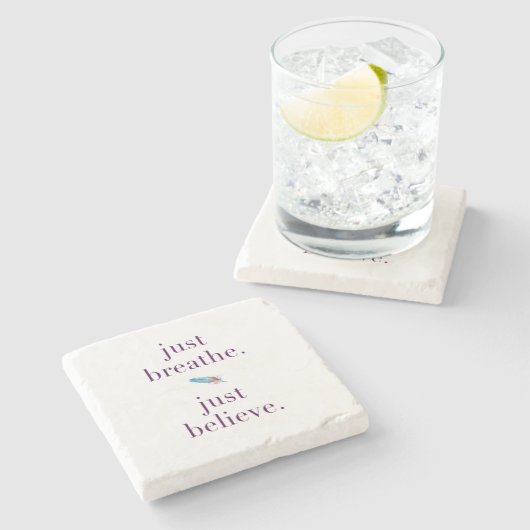 ちょうど羽が付いている引用文のコースターを呼吸して下さい ストーンコースター (横)