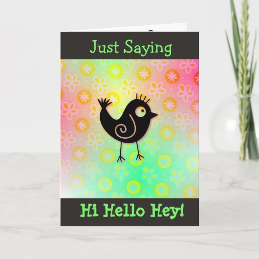 ちょうど言ってこんにちは及びかわいい鳥カードを恋しく思って下さい カード (正面)