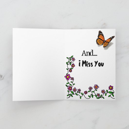 ちょうど言ってこんにちは及びかわいい鳥カードを恋しく思って下さい カード (内部)