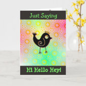 ちょうど言ってこんにちは及びかわいい鳥カードを恋しく思って下さい カード (黄色い花)