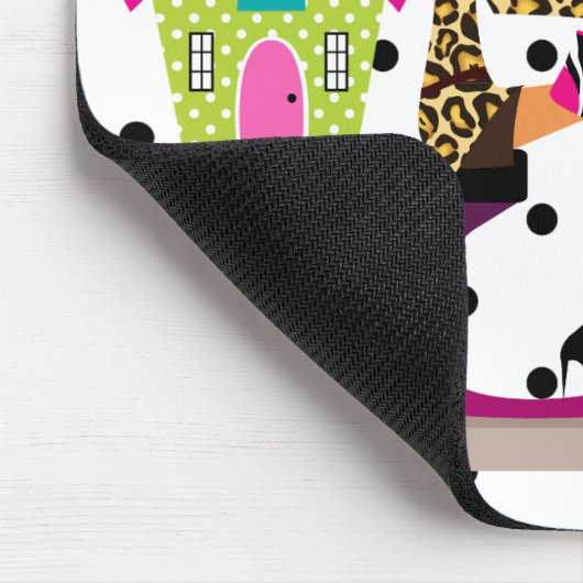 ちょうど販売される不動産の不動産仲介業者のスクーターの女の子の点 マウスパッド (コーナー)