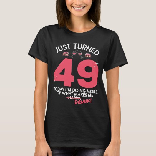 ちょうど49ワイン飲む49誕生日飲G Tシャツ (正面)