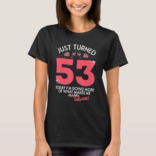 ちょうど53ワイン飲む53誕生日飲G Tシャツ (正面)