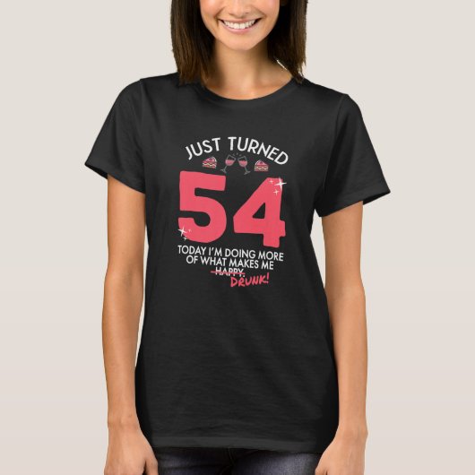 ちょうど54ワイン飲む54誕生日飲G Tシャツ (正面)